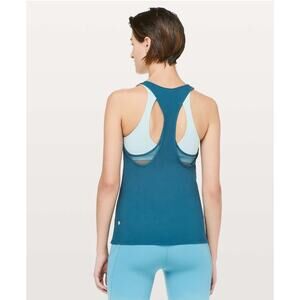 Lululemon Cross Conditioning 2-In-1 Tank Medium Support B/C Cup Carbon Blue Sz 4